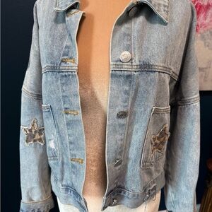 Pol Leopard and Denim Jacket L